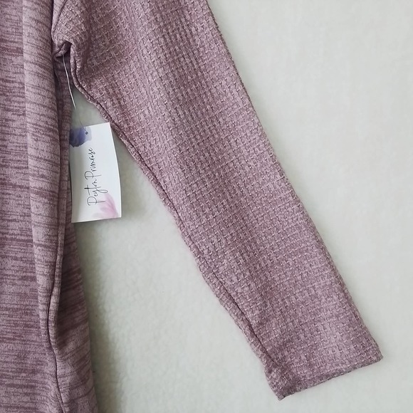 Peyton Primrose Womens Knit Top Sweater 1X Pink Long Sleeve Waffle Knit Scoop - Picture 8 of 9